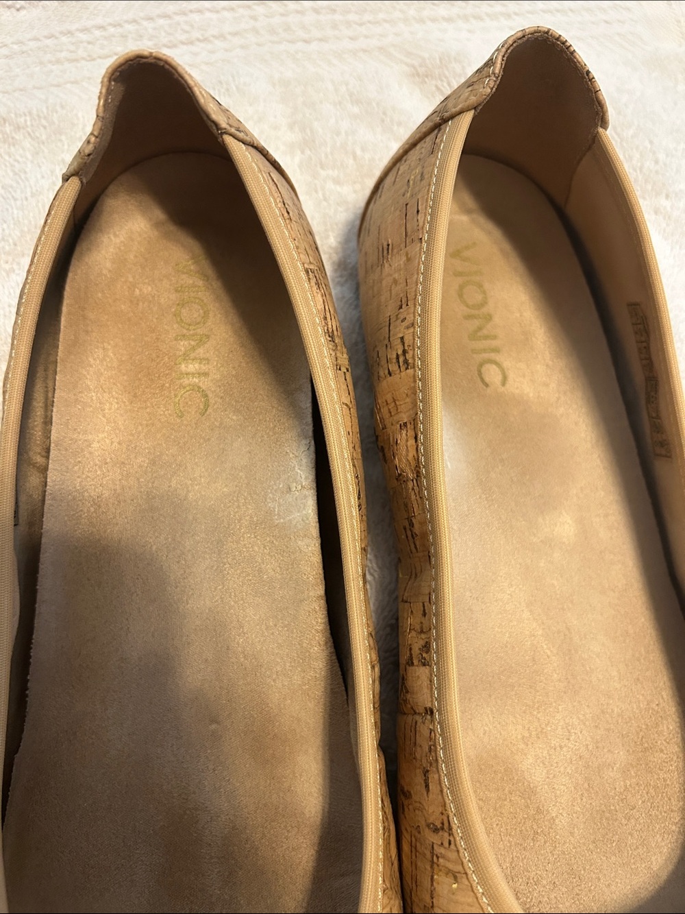 Vionic Cork Minna Ballet Flats with Metallic Gold Cork and Cap Toe - Picture 5 of 6